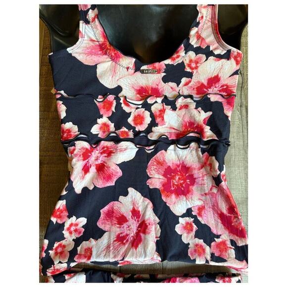 DKNY Women's Navy Floral Tankini Swimsuit Matching Set | XS - Picture 10 of 16